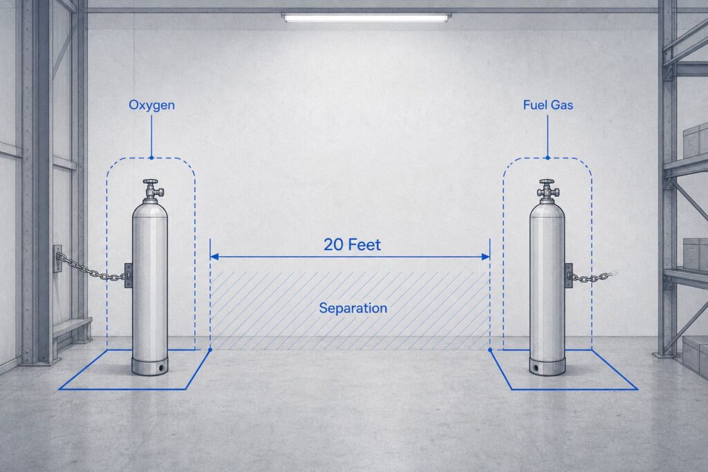 Infographie : What Are the Separation Distance Rules for Oxygen and Fuel-Gas Cylinders?